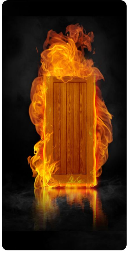 FSC certified pre-finished wooden door by Deanta, LPD, Atlantic in flames, UK Sheffield Derby
