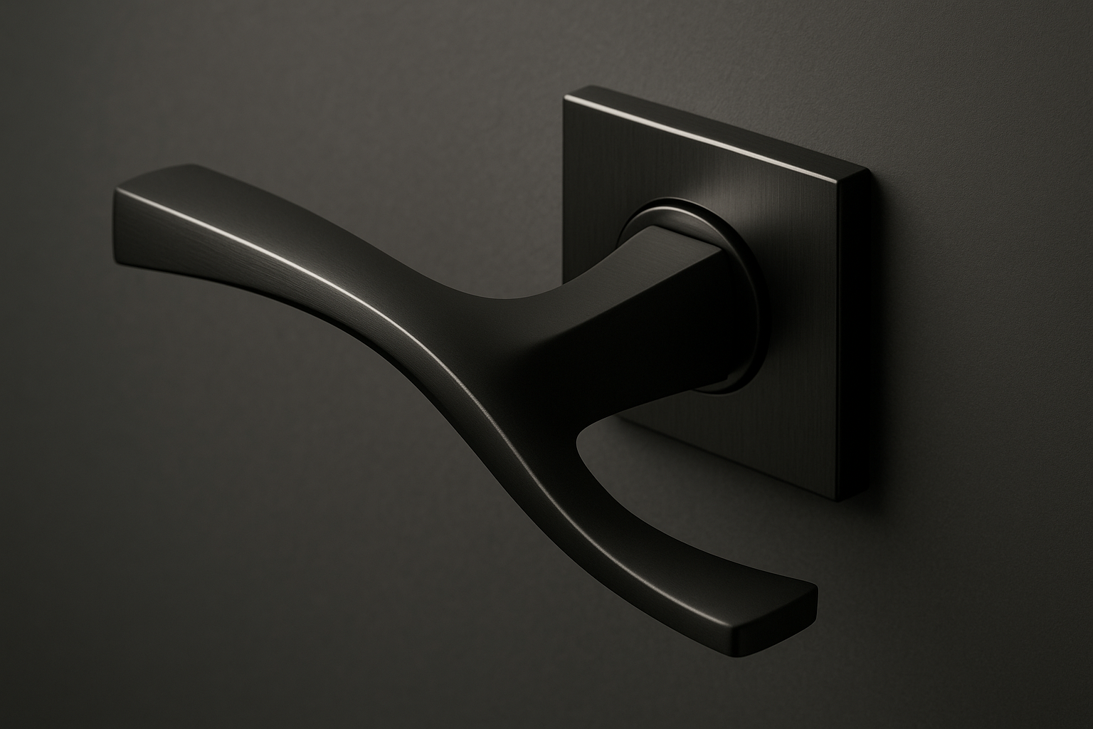 Modern black door handle on matte door, ideal for UK, Sheffield, Chesterfield, Derby homes