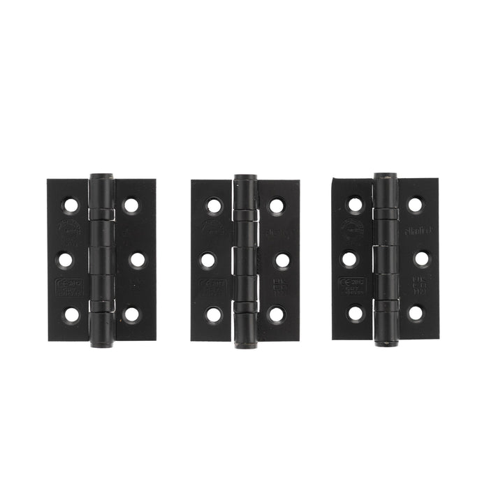 Atlantic CE Fire Rated Grade 7 Ball Bearing Hinges 3" x 2" x 2mm - Matt Black