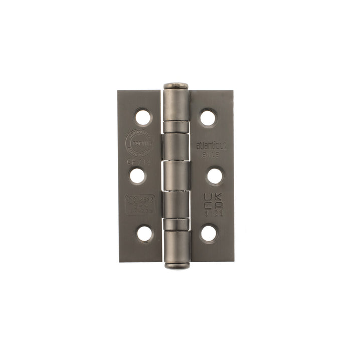 Atlantic CE Fire Rated Grade 7 Ball Bearing Hinges 3" x 2" x 2mm - Matt Gun Metal