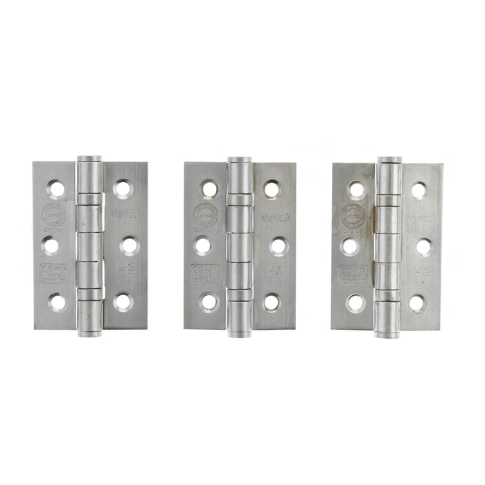 Atlantic CE Fire Rated Grade 7 Ball Bearing Hinges 3" x 2" x 2mm set of 3 - Satin Chrome