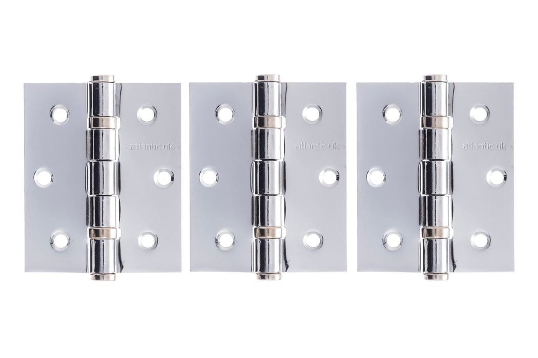 Atlantic Ball Bearing Hinges 3" x 2.5" x 2.5mm - Polished Chrome