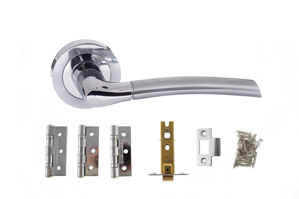 Atlantic Swell Dorpac Bundle (2.5" Latch, 3"x2" Hingesx3) - Satin Chrome/Polished Chrome