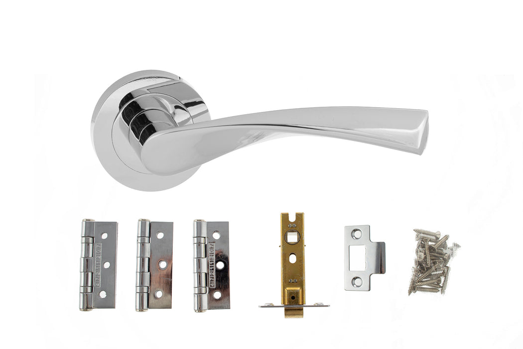 Atlantic Aqua Dorpac Bundle (2.5" Latch, 3"x2" Hingesx3) - Polished Chrome