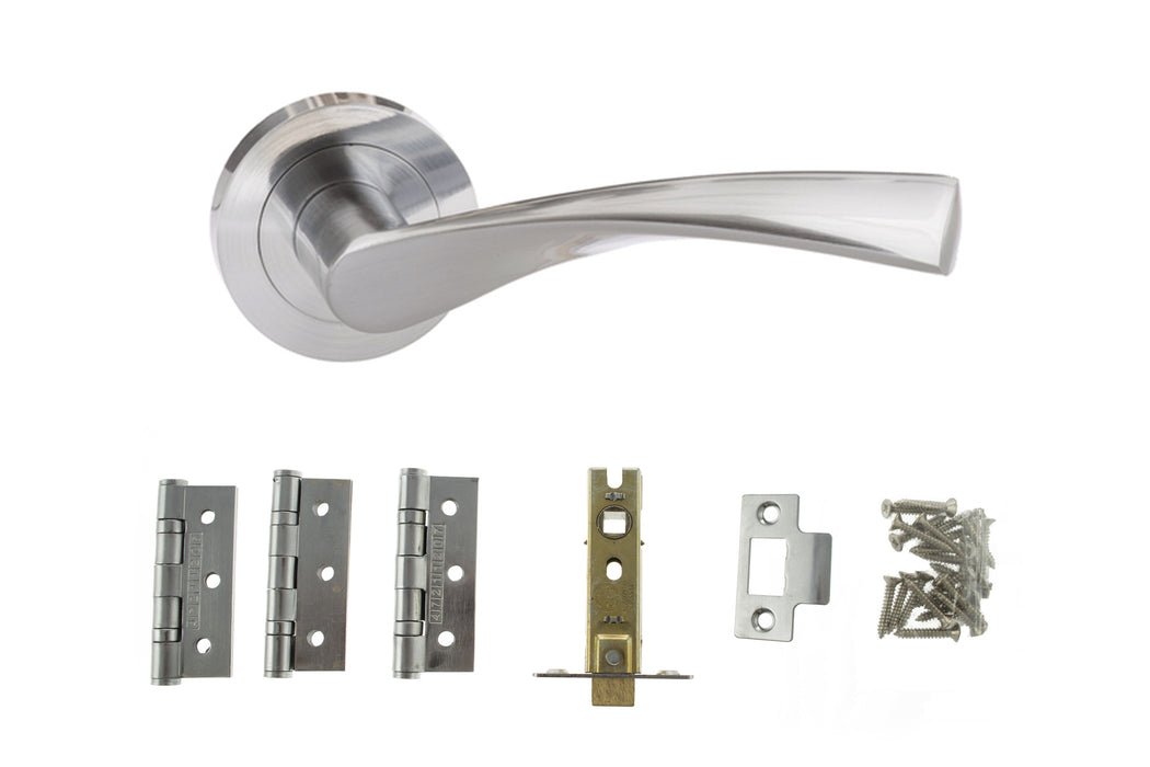 Atlantic Aqua Dorpac Bundle (2.5" Latch, 3"x2" Hingesx3) - Satin Chrome