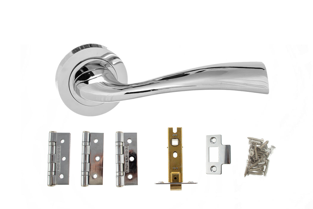 Atlantic Wave Dorpac Bundle (2.5" Latch, 3"x2" Hingesx3) - Polished Chrome