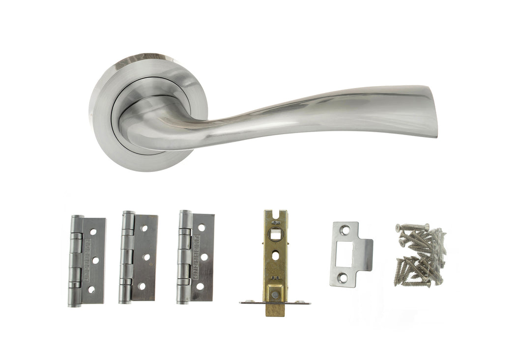 Atlantic Wave Dorpac Bundle (2.5" Latch, 3"x2" Hingesx3) - Satin Chrome