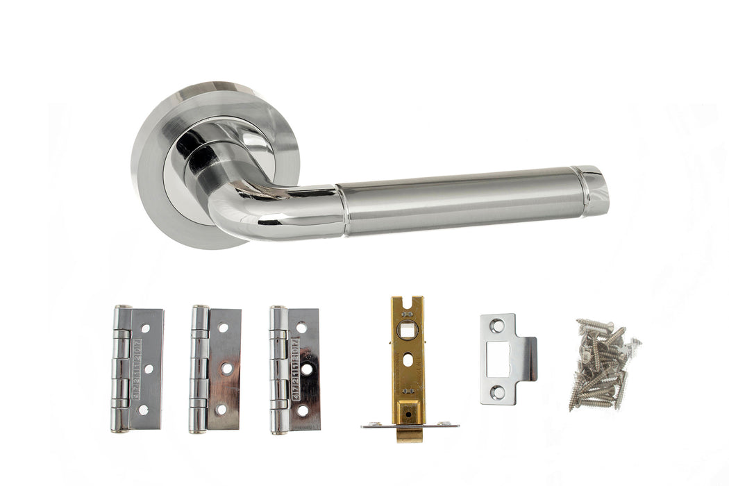 Atlantic Ocean Dorpac Bundle (2.5" Latch, 3"x2" Hingesx3) - Satin Chrome/Polished Chrome