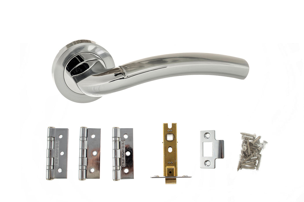 Atlantic Crest Dorpac Bundle (2.5" Latch, 3"x2" Hingesx3) - Satin Chrome/Polished Chrome