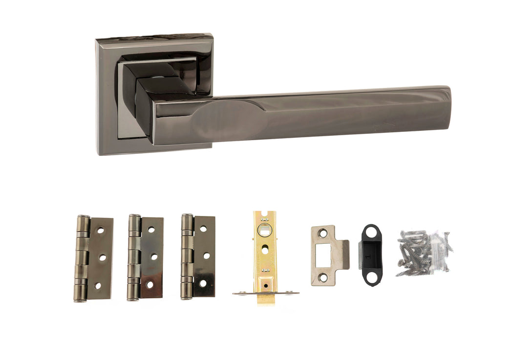 Atlantic Kansas Dorpac Bundle (2.5" Latch, 3"x2" Hingesx3) - Black Nickel