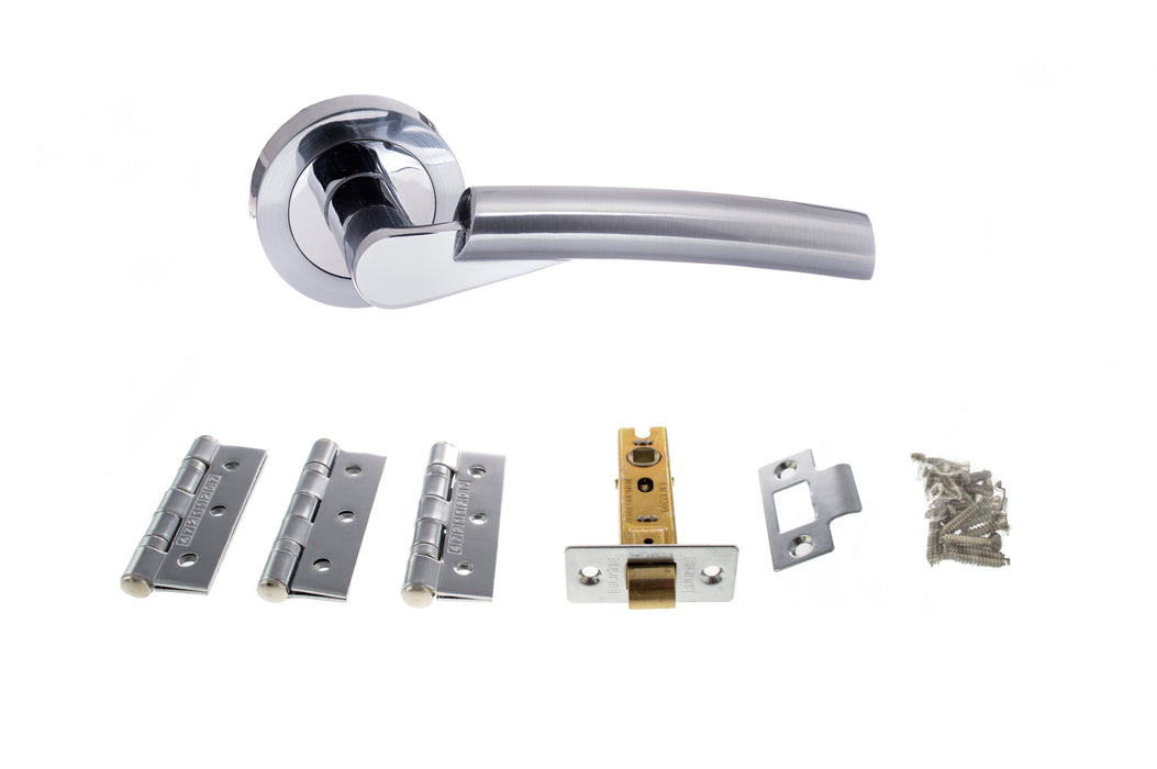 Atlantic Florida Dorpac Bundle (2.5" Latch, 3"x2" Hingesx3) - Satin Chrome/Polished Chrome