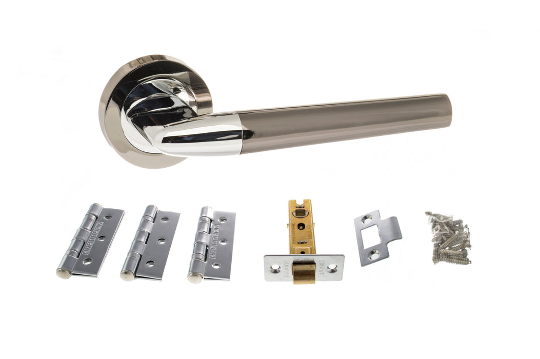 Atlantic Tennessee Dorpac Bundle (2.5" Latch, 3"x2" Hingesx3) - Black Nickel/Polished Chrome