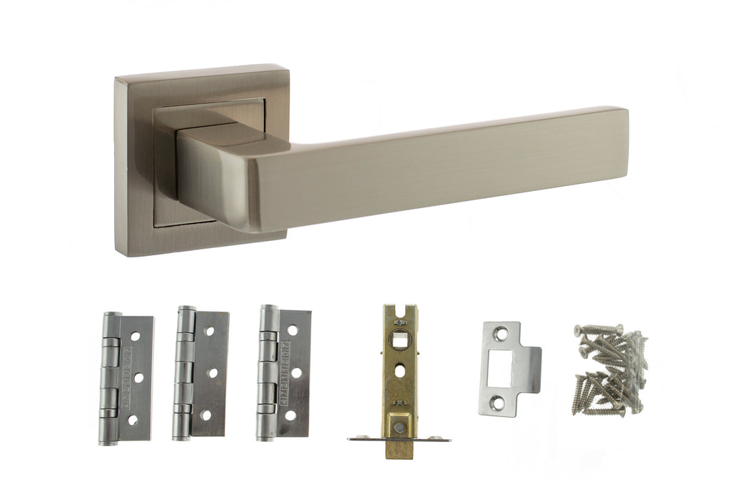 Atlantic Montana Dorpac Bundle (2.5" Latch, 3"x2" Hingesx3) - Satin Nickel