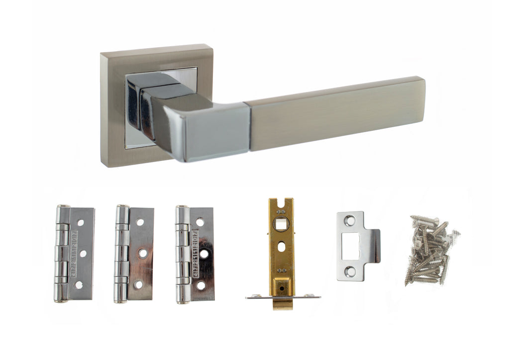 Atlantic Montana Dorpac Bundle (2.5" Latch, 3"x2" Hingesx3) - Satin Nickel/Polished Chrome