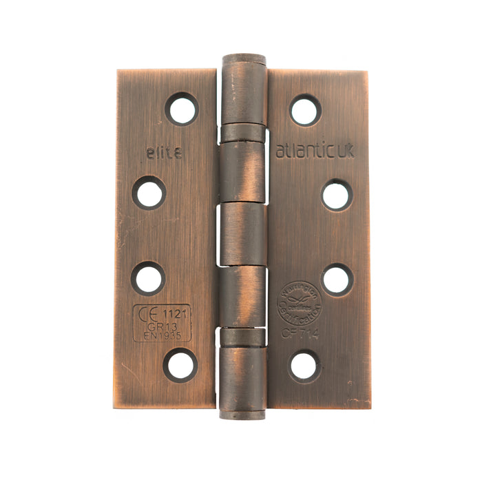 Atlantic Ball Bearing Hinges Grade 13 Fire Rated 4" x 3" x 3mm - Antique Copper