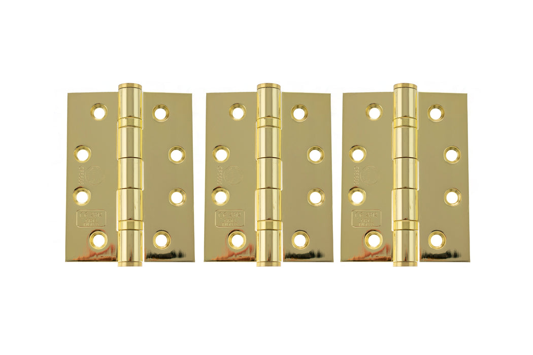 Atlantic Ball Bearing Hinges Grade 13 Fire Rated 4" x 3" x 3mm - Polished Brass