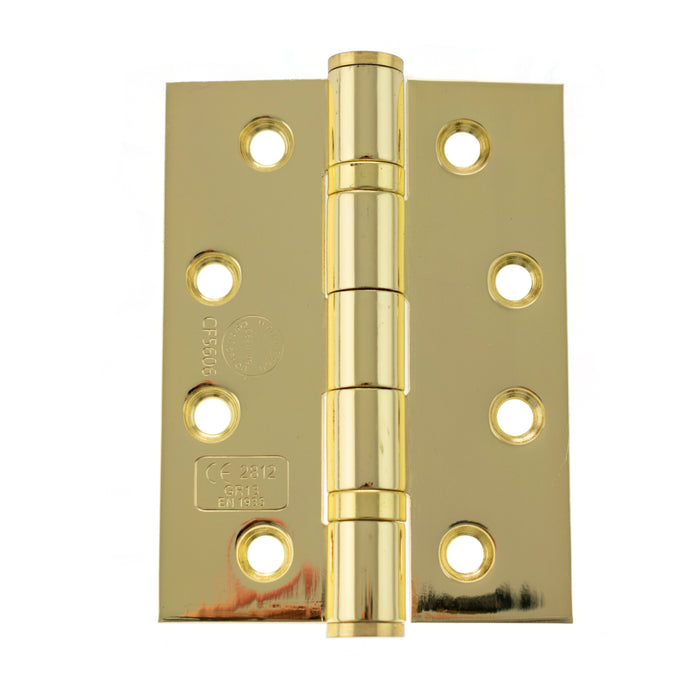 Atlantic Ball Bearing Hinges Grade 13 Fire Rated 4" x 3" x 3mm - Polished Brass