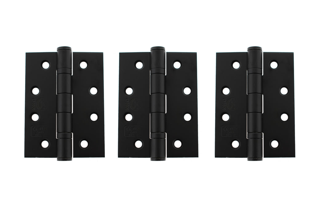 Atlantic Ball Bearing Hinges Grade 13 Fire Rated 4" x 3" x 3mm - Matt Black