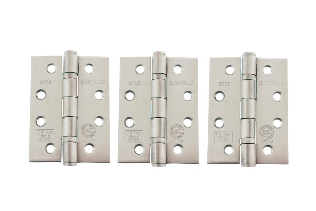 Atlantic Ball Bearing Hinges Grade 13 Fire Rated 4" x 3" x 3mm - Satin Stainless Steel