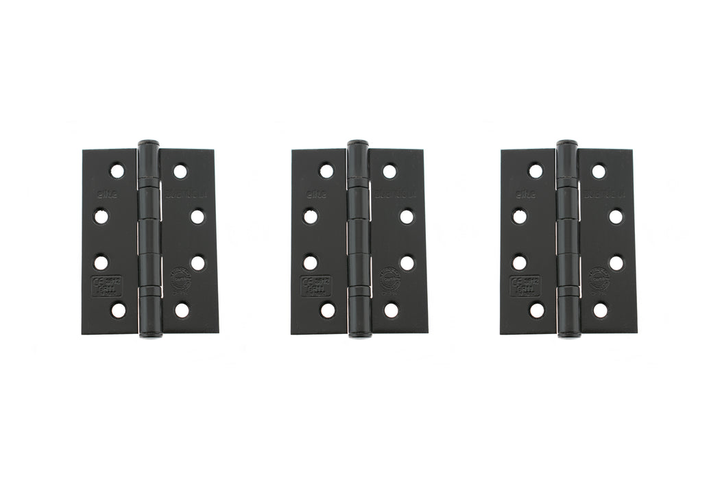 Atlantic Ball Bearing Hinges Grade 11 Fire Rated 4" x 3" x 2.5mm - Matt Black