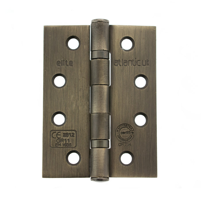 Atlantic Ball Bearing Hinges Grade 11 Fire Rated 4" x 3" x 2.5mm - Urban Bronze