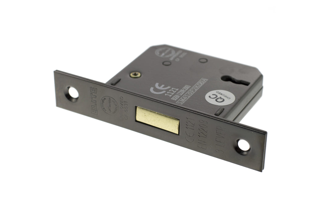 Atlantic 3 Lever Key Deadlock CE 2.5" - Black Nickel