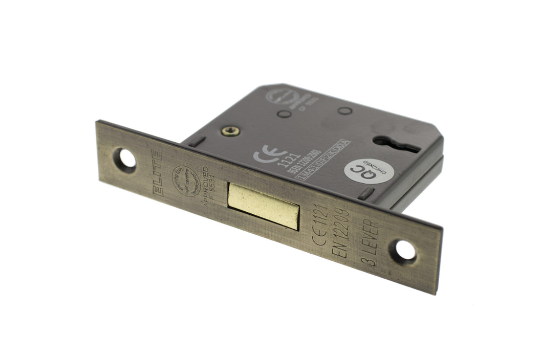 Atlantic 3 Lever Key Deadlock CE 2.5" - Matt Antique Brass