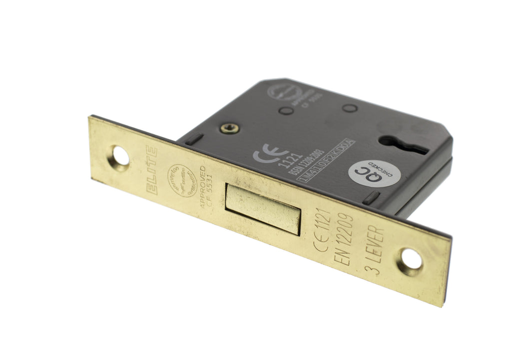 Atlantic 3 Lever Key Deadlock CE 2.5" - Polished Brass