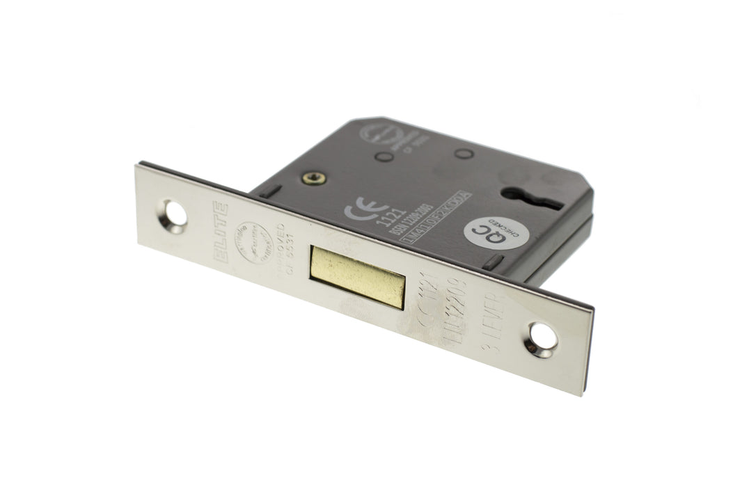 Atlantic 3 Lever Key Deadlock CE 2.5" - Polished Nickel