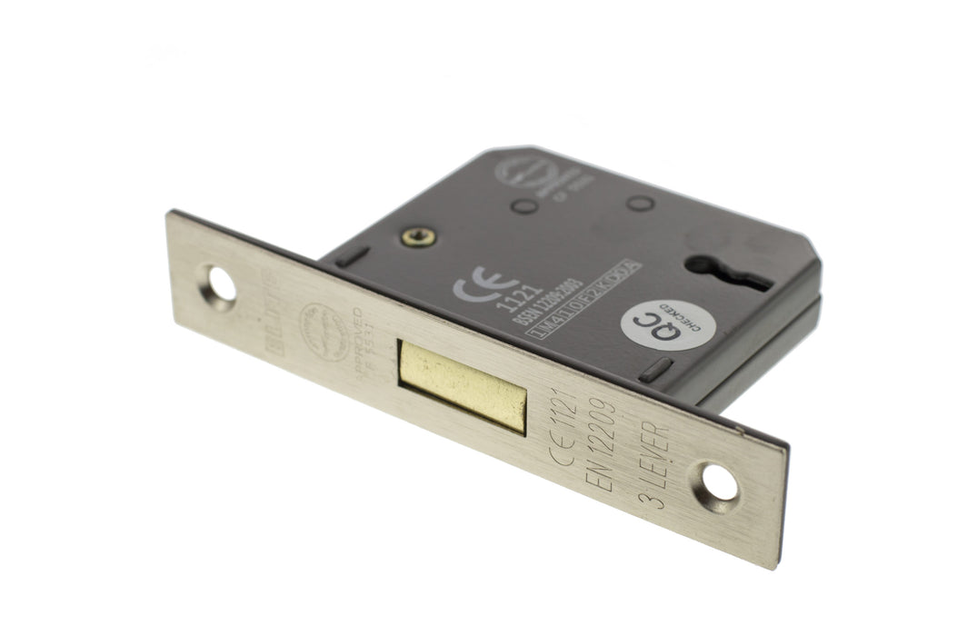 Atlantic 3 Lever Key Deadlock CE 2.5" - Satin Nickel