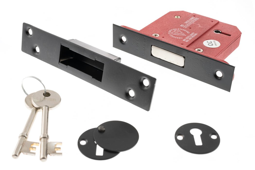 Atlantic 5 Lever Key Deadlock BS 2.5" - Matt Black