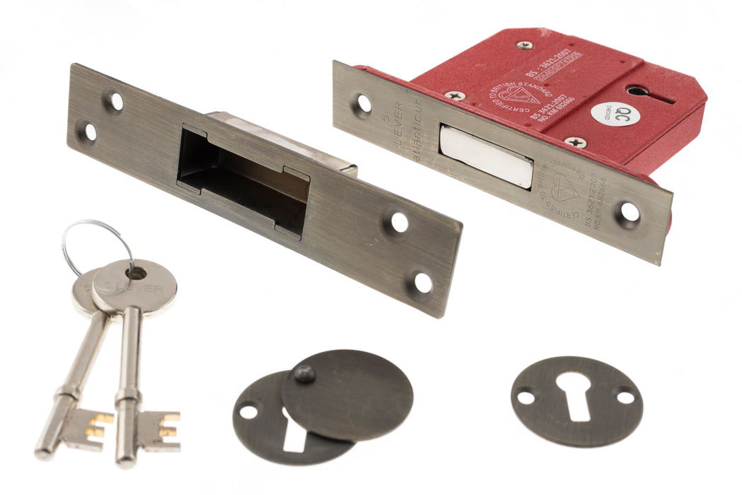 Atlantic 5 Lever Key Deadlock BS 2.5" - Urban Bronze