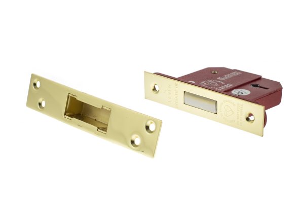 Atlantic 5 Lever Key Deadlock BS 2.5" - Polished Brass