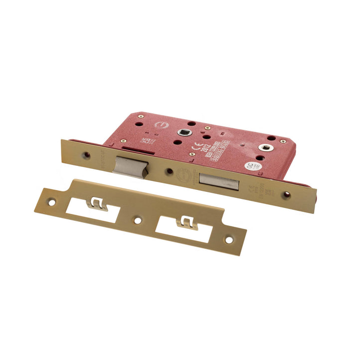 Atlantic DIN Bathroom Lock Double Turn 60mm backset - Satin Brass