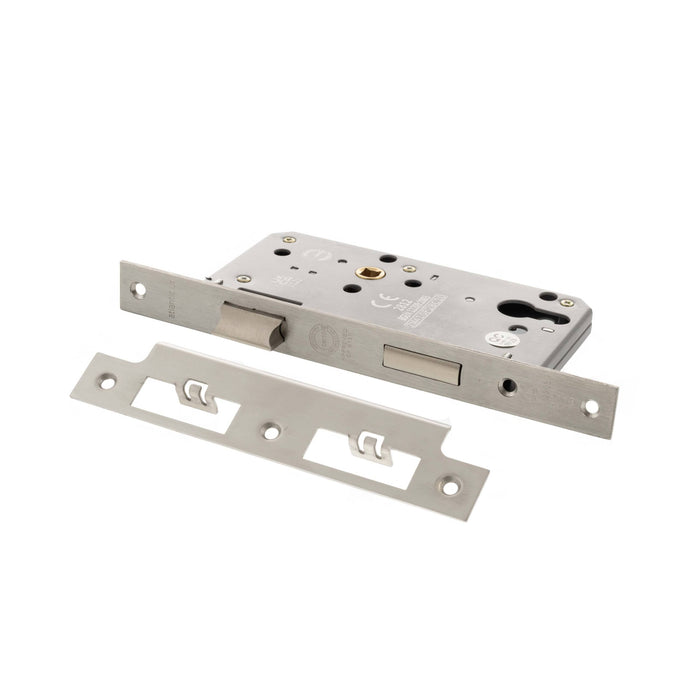 Atlantic DIN Euro Profile Sashlock Double Throw 60mm backset - Satin Stainless Steel