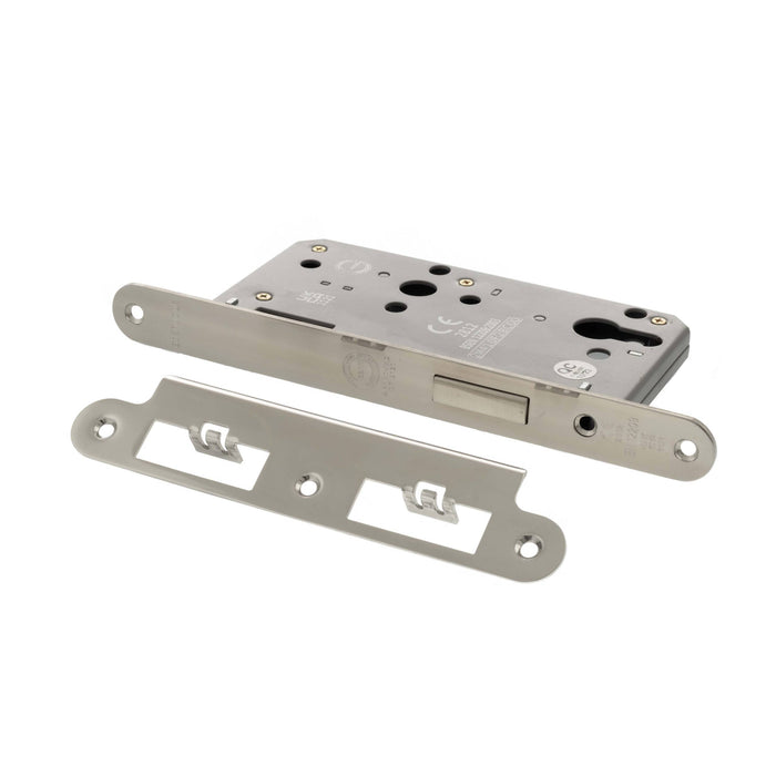 Atlantic DIN Radius Euro Profile Deadlock Double Throw 60mm backset - Polished Stainless Steel