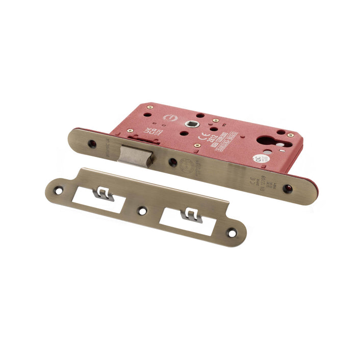 Atlantic DIN Radius Latch 60mm backset - Antique Brass