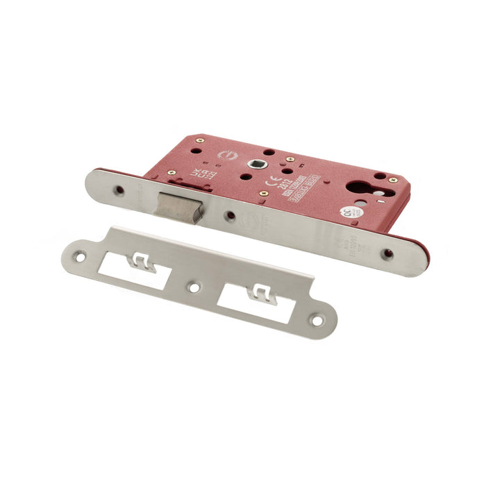 Atlantic DIN Radius Latch 60mm backset - Satin Chrome