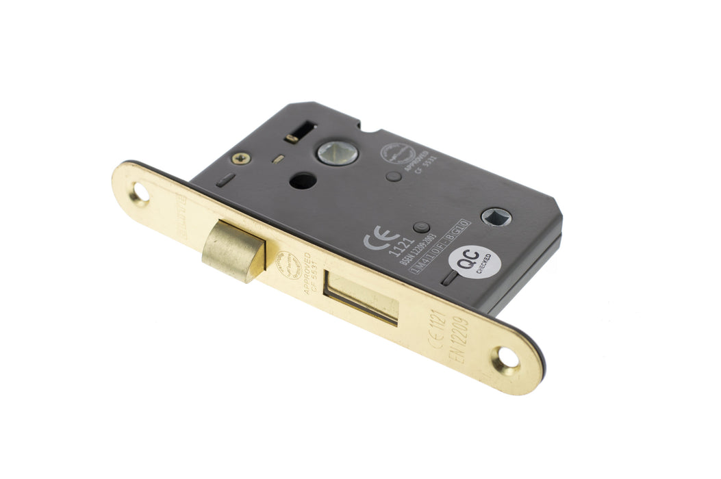 Atlantic Radius Corner Bathroom Lock CE 2.5" - Polished Brass