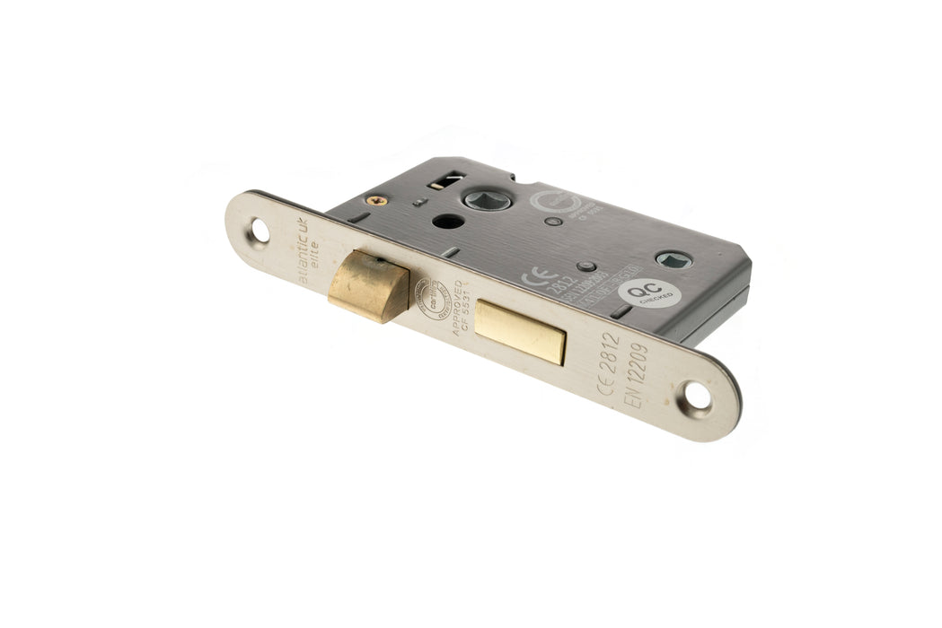 Atlantic Radius Corner Bathroom Lock CE 2.5" - Satin Nickel