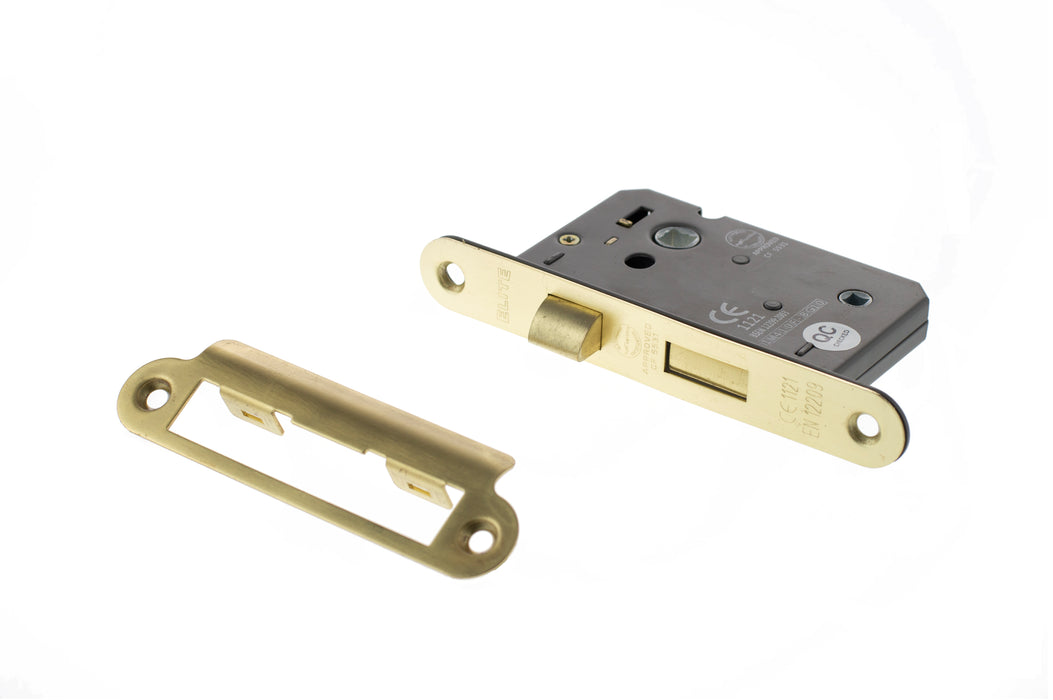 Atlantic Radius Corner Bathroom Lock CE 3" - Satin Brass