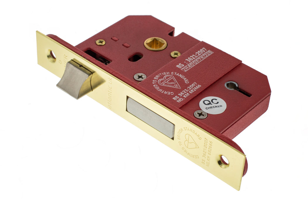 Atlantic 5 Lever Key Sashlock BS 3" - Polished Brass