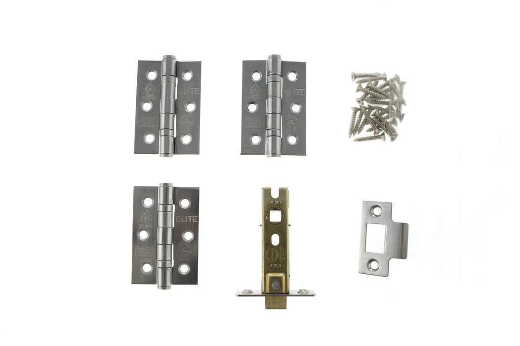 Atlantic Latch Pack CE 3" (Latch x1) + 3"x2" (Hinge x3) - Satin Chrome