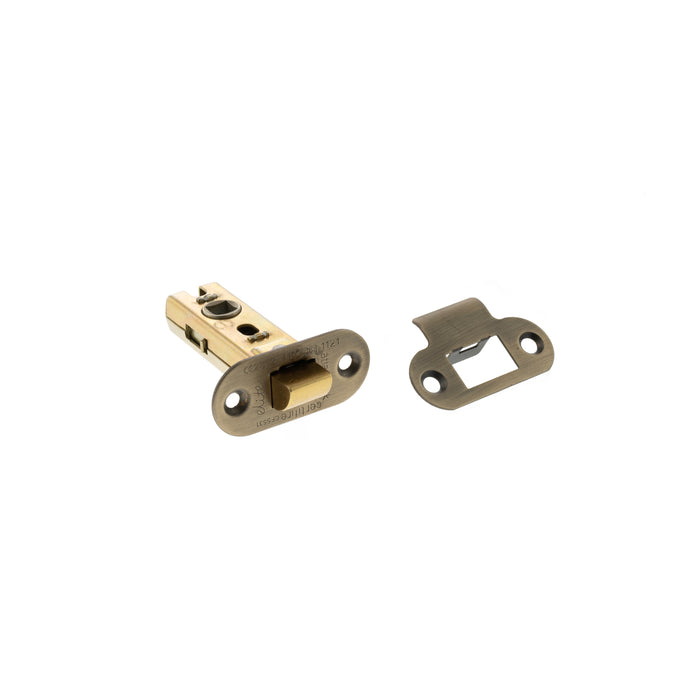 Atlantic Fire-Rated CE Marked Bolt Through Tubular Radius Latch 2.5" - Matt Antique Brass