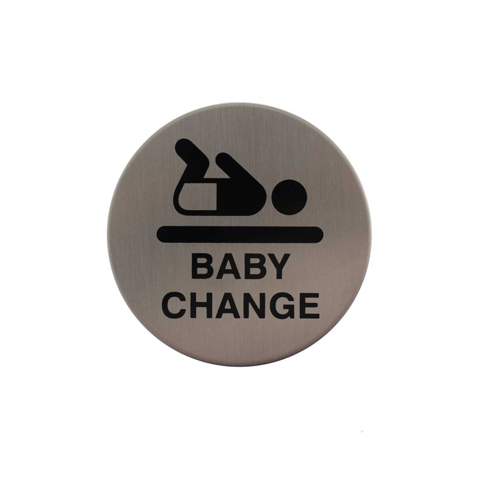 Atlantic Baby Change Disc Sign 3M Adhesive 75mm - Satin Stainless Steel