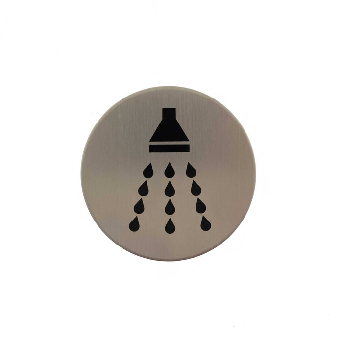 Atlantic Shower Disc Sign 3M Adhesive 75mm - Satin Stainless Steel