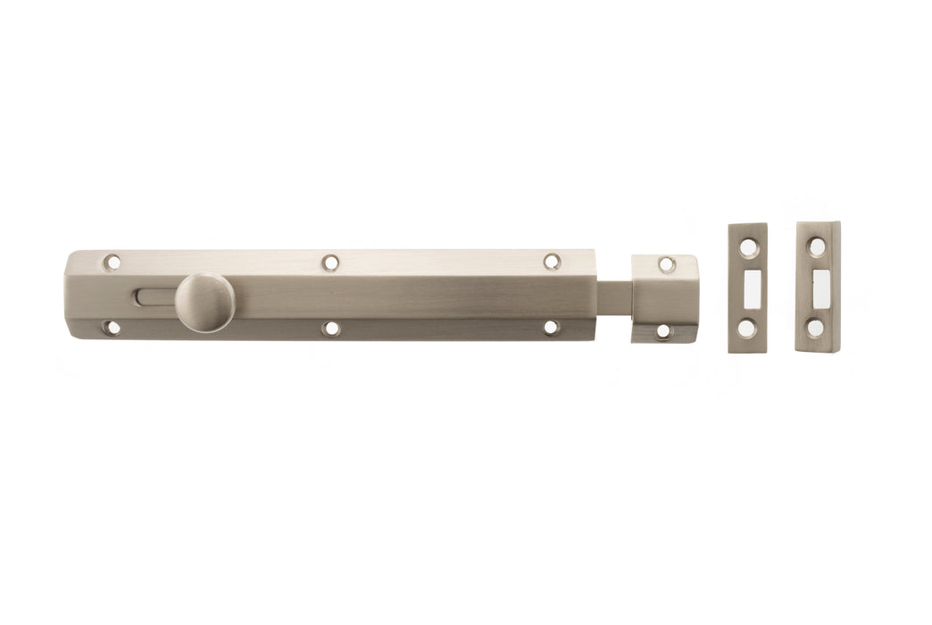 Atlantic Solid Brass Surface Door Bolt 8" - Satin Nickel