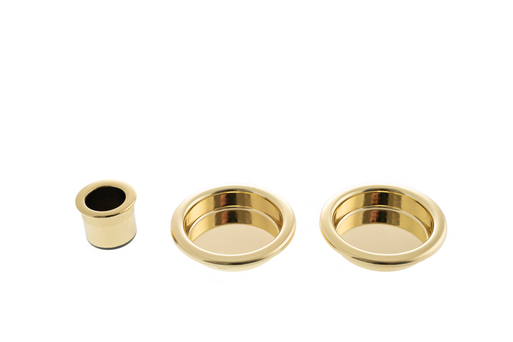 AGB Round Sliding Door Flush Pull - Polished Brass