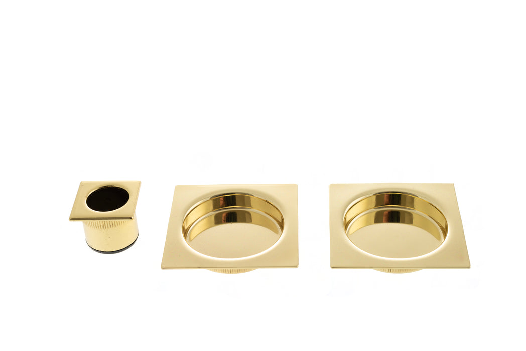 AGB Square Sliding Door Flush Pull - Polished Brass