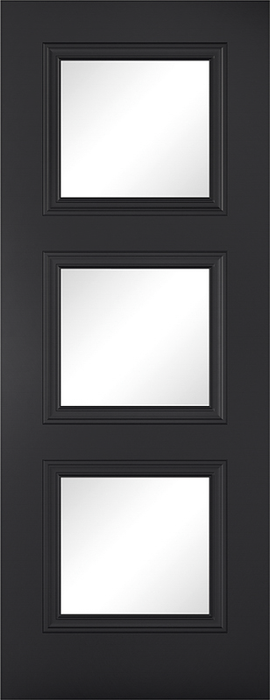 Black Antwerp Glazed 3 Light Primed Internal Door